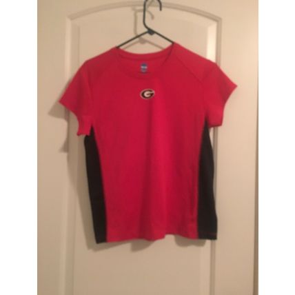 NCAA Georgia Bulldogs Women's Juniors Red & Black Athleic Shirt Top Size Large