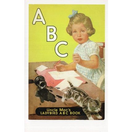 Learning ABC To Read Cat Parker Ink Ladybird Book Postcard
