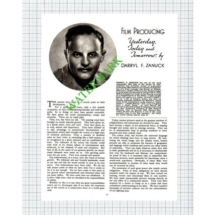 Darryl F Zanuck Film Producer - c.1950s Article