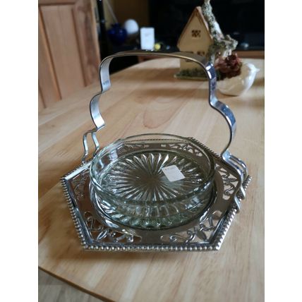 Iittle Glass Bon Bon Dish On Metal Stand