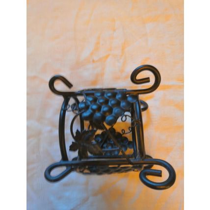 Vintage, Metal, Black, Leaf & Grape Pattern, Decorative Plant Pot Basket/Holder