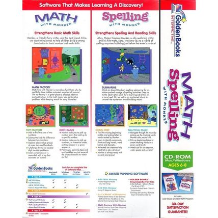Math & Spelling with Monker (Ages 6-8) (CD, 1994) for Win/Mac - NEW CD in SLEEVE