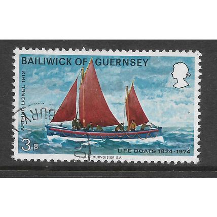 GUERNSEY 1974 3p ARTHUR LIONEL 1912 LIFEBOAT SG 95 FINE USED