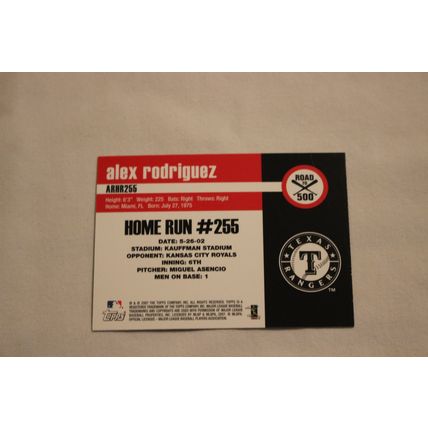 Alex Rodriguez 2007 Topps ROAD TO 500 ARHR255 Home Run #255
