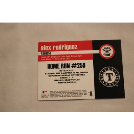 Alex Rodriguez 2007 Topps ROAD TO 500 ARHR259 Home Run #259
