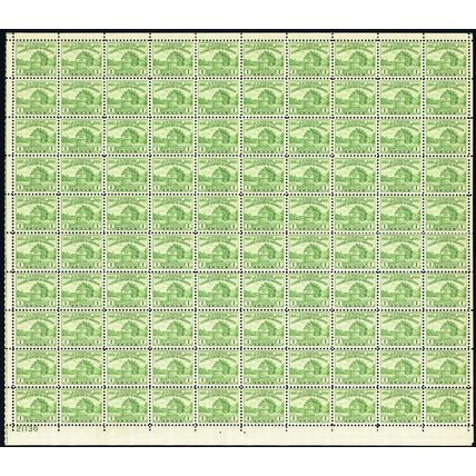 1933 Restoration of Fort Dearborn Sheet of 100 - 1 Cent Postage Stamps Scott 728