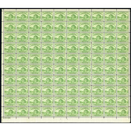 1933 Restoration of Fort Dearborn Sheet of 100 - 1 Cent Postage Stamps Scott 728