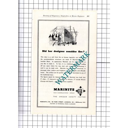 United States Metallic Packing Bradford / Marinite Ltd London ADVERT - c.1957