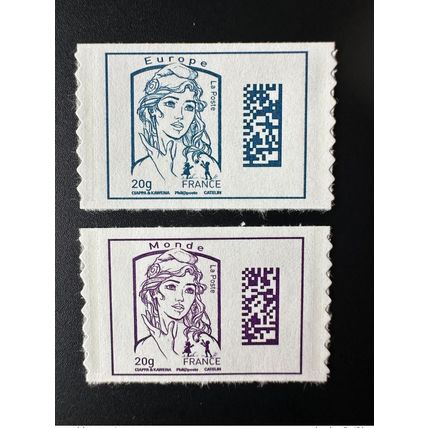 France 2015 Autoadhésif t YT 1214 - 1215A Marianne et la Jeunesse Ciapa Kawena