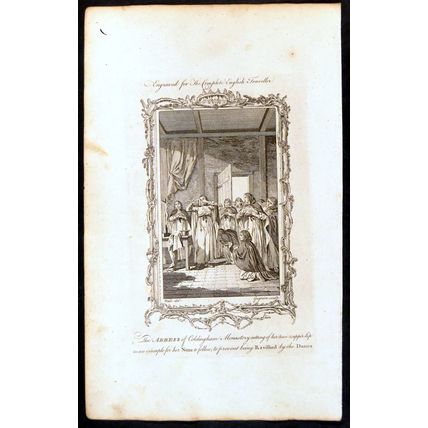 ABBESS OF COLDINGHAM MONASTERY 1771 Charles Grignion ANTIQUE ENGRAVING