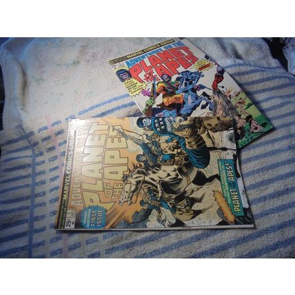 Adventures on PLANET OF THE APES 1 & 2! Marvel Comics, 1975! Both FN/FN+! $40.00