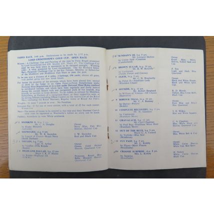 1958 MIDDLETON & MIDDLETON EAST HUNT POINT TO POINT RACECARD @ WHITWELL