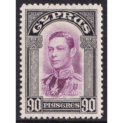 Cyprus KGVI 1938-51 90pi Mauve Black SG162 Mint MH #2