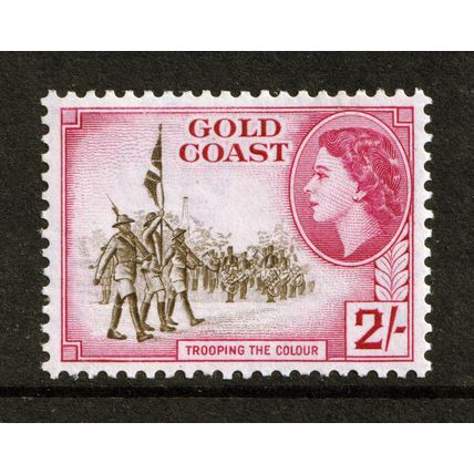 Gold Coast QEII 1952-54 2/- 2s Brown-Olive Carmine SG162 Mint MNH