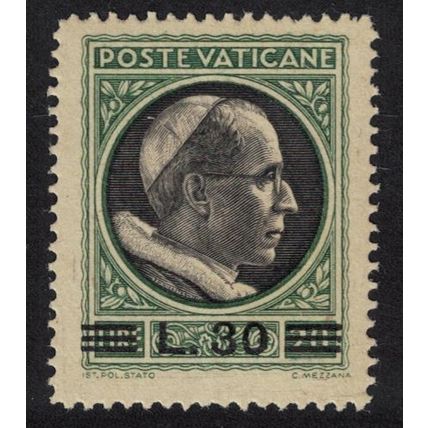 Vatican Pope Pius XII Ovpt '30L' 1946 MNH SG#117 MI#123 Sc#109