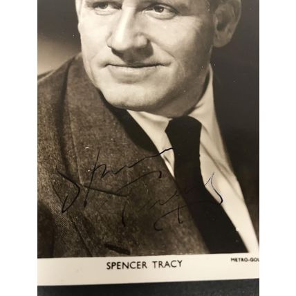 Spencer Tracy (d. '67) Signed Autographed Vintage 3.5x5.5 Photo Signature 8.5x11