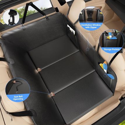 Back Seat Extender for Dogs-Upgraded PU Leather, Hard Bottom Dog Car Seat Cover