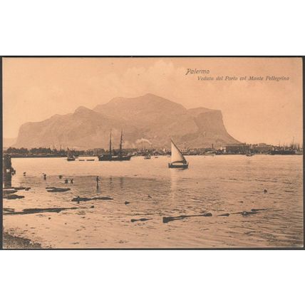Veduta del Porto col Monte Pellegrino, Palermo, c.1910 - Reber Cartolina