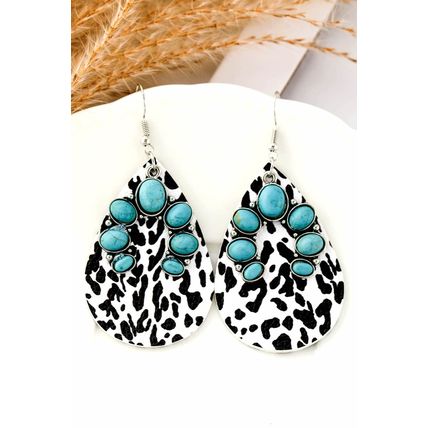Multicolor Western Turquoise Cow Spots Water Drop Earrings