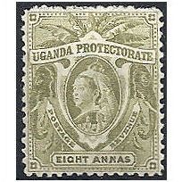 Uganda 1898 SG89 8 Annas Pale Olive Mounted Mint .. .