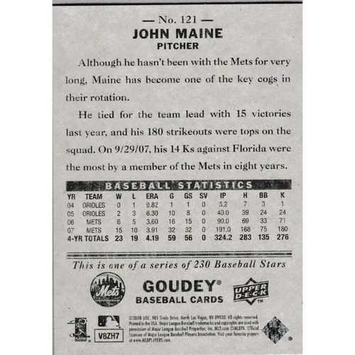2008 Upper Deck Goudey - #121 - John Maine
