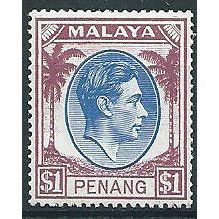 Penang 1949 SG20 $1 Blue & Purple Mounted Mint ... .
