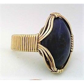 Sodalite Brass Wire Wrap Gemstone Ring 5