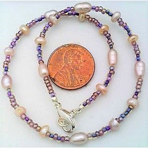 Lavender Freshwater Pearl Beaded Anklet Bracelet