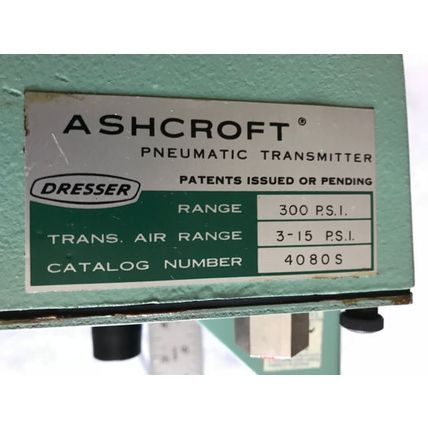 ASHCROFT 4080S PNEUMATIC TRANSMITTER, 1/4" NPT DRESSER,EQ