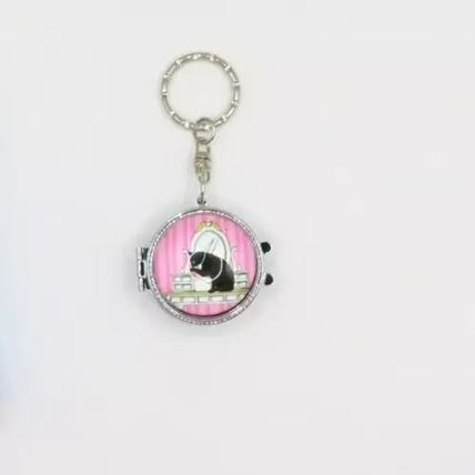 Black Cat Mini Compact Mirror Keyring 8.5 CM Gift Home Decor Feline Meow