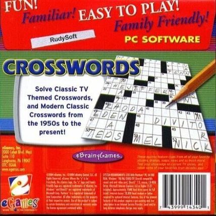 eGames Crosswords (PC-CD, 2004) for Windows 98/ME/2K/XP - New CD in SLEEVE
