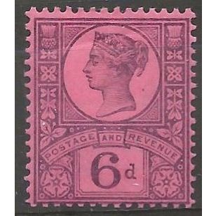 1887 SG208 6d Purple/Rose-Red Mounted Mint . .