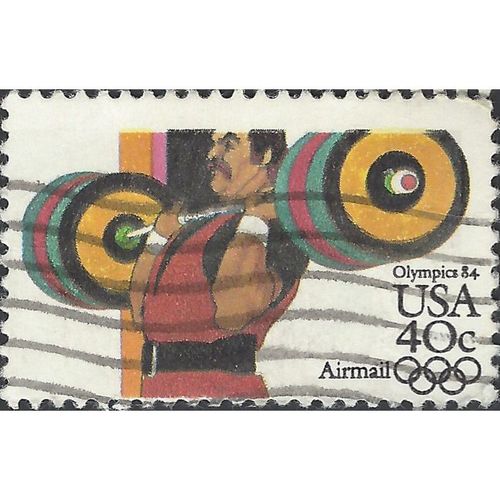 USA, OLYMPICS, Los Angeles, Weightlifting, brown 1983, 40c, #2