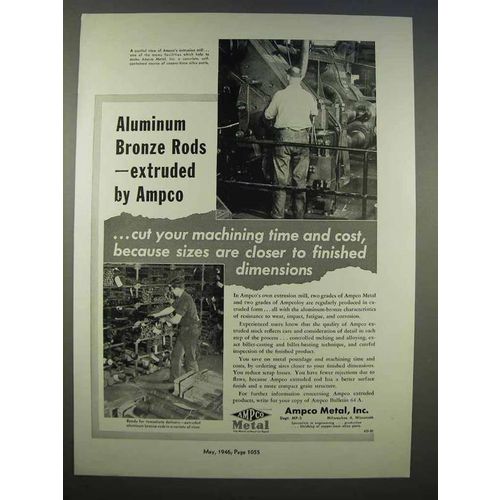 1946 Ampco Metal Ad - Aluminum Bronze Rods