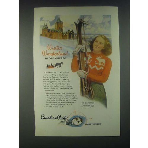 1946 Canadian Pacific Ad - Winter Wonderland in Old Quebec