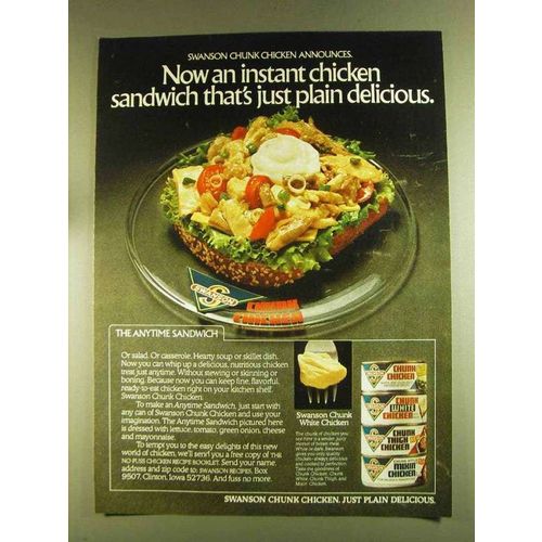 1980 Swanson Chicken Ad - The Anytime Sandwich salad