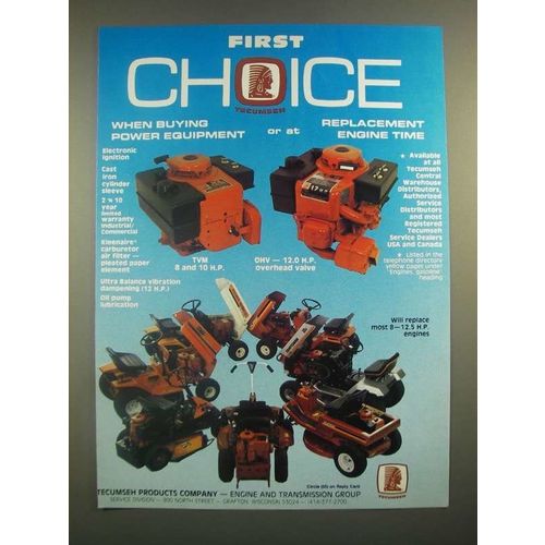 1988 Tecumseh Lawn Mower Engines Ad - First Choice