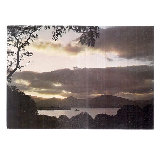 SUNSET OVER LOCH LOMOND used postcard 1982 postmark J.Arthur Dixon PDT/84434 =