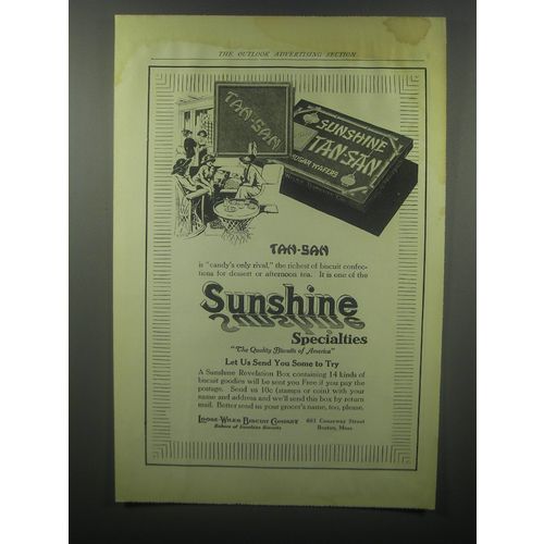 1914 Sunshine Tan-San Sugar Wafers Ad - Sunshine Specialties