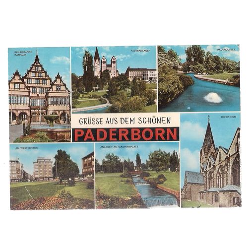 multiview, PADERBORN, GERMANY used vintage postcard 1973 postmark =