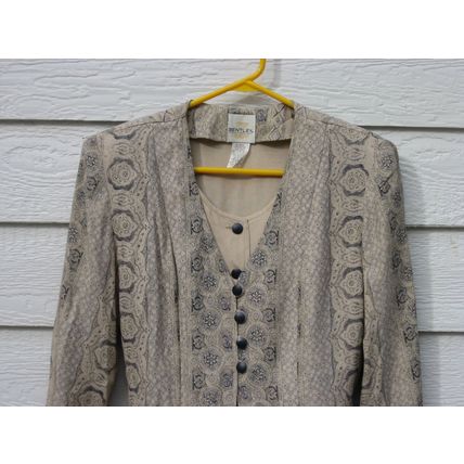 Womens TR Bentley Tunic Top 9 35 Chest Tan Blue Faux Double Front Shirt Blouse