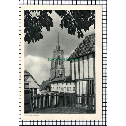 X1422) Ashwell Hertfordshire Church - 1950s Book Print