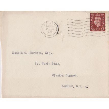 GB 1939 cover from Perth in Scotland to London with stamp on