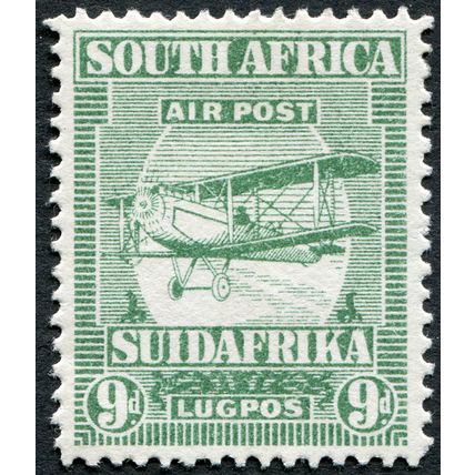 South Africa 1925 9d green Air SG 29 unused