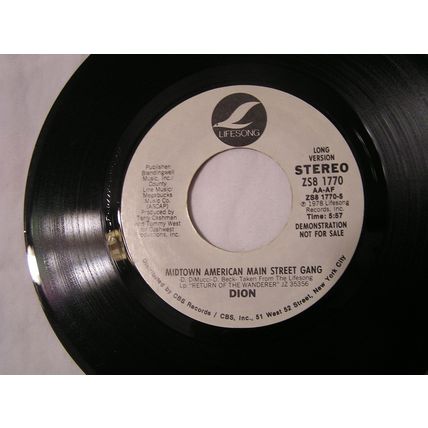 Dion Promo 45-MIDTOWN AMERCIAN MAIN STREET GANG LONG/SHORT