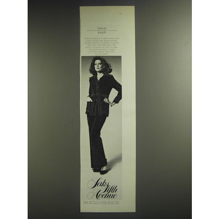 1974 Saks Fifth Avenue Shirtjacket and Pants Ad - Velvet Touch