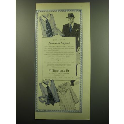 1949 F.R. Tripler Shirts Ad - Just arrived.. shirts from England