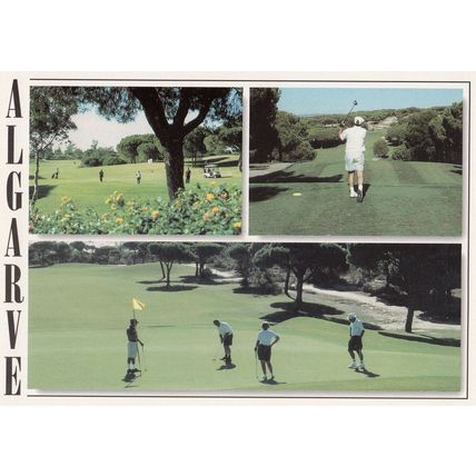 Portugal Golf Course Algarve Teeing Off 3 Views Postcard