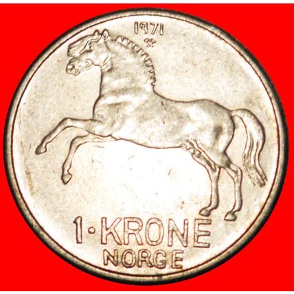 Ⰶ HORSE (1958-1973): NORWAY★1 CROWN 1971 OLAV V (1957-1991)★LOW START★NO RESERVE