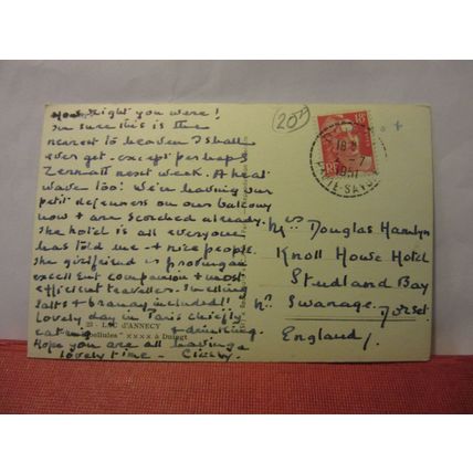 LAC d'ANNECY, FRANCE used vintage postcard, RP 1951 pm #